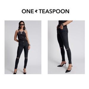 One Teaspoon Freebirds Black Skinny Stretch Jeans - size 26